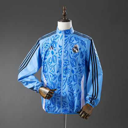 Real Madrid Reversible Jacket Windbreaker - Beige & Blue detail