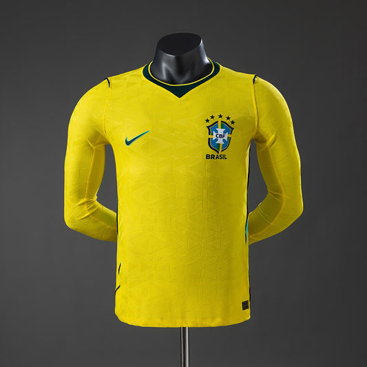 Brazil 2026 Home Player Version Long-Sleeve Jersey detail