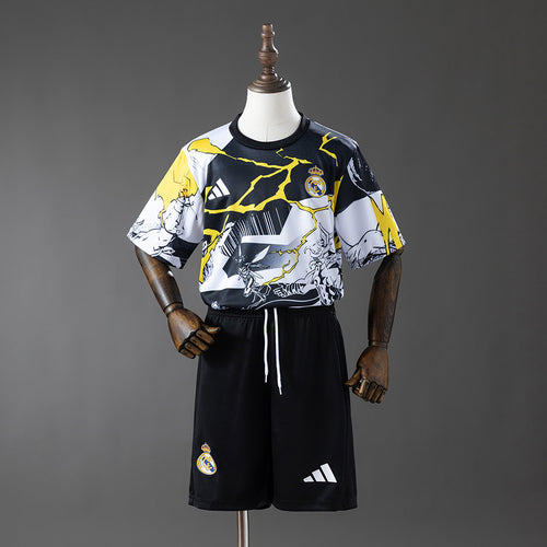 Real Madrid 25-26 Avengers - Pre-Match (Black and White) Kids kit Jerseys