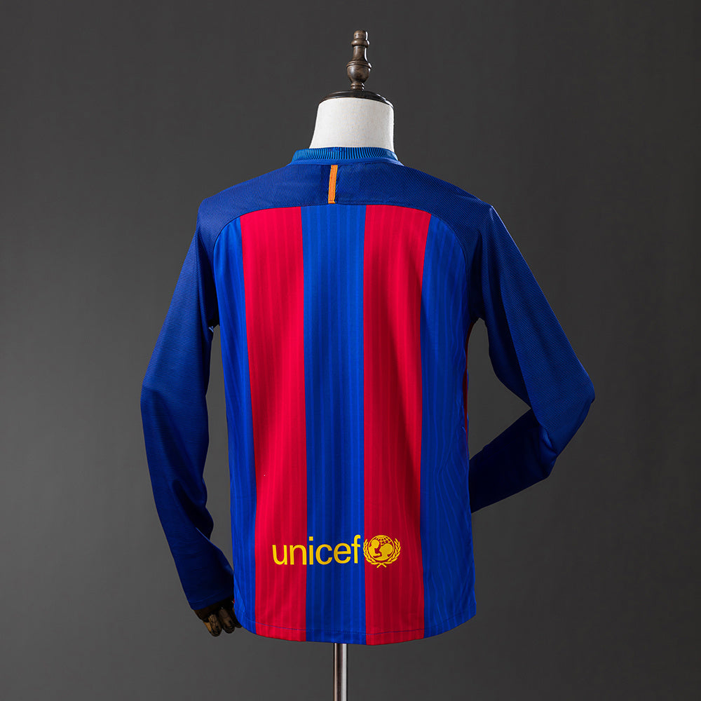 Barcelona 16-17 Home Long Sleeve Retro Jersey